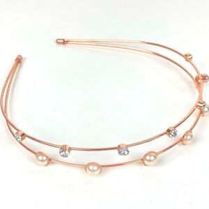 Claire’s Crystals and Pearl Rose Gold Double Headband